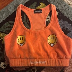 Lollapalooza Orange Smiley Face Crop Top